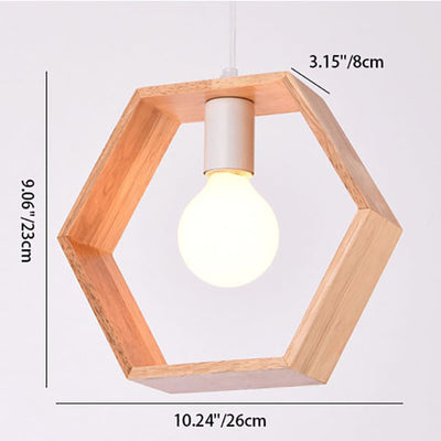 Modern Simplicity Wood Geometrical Shape 1-Light Pendant Light For Living Room