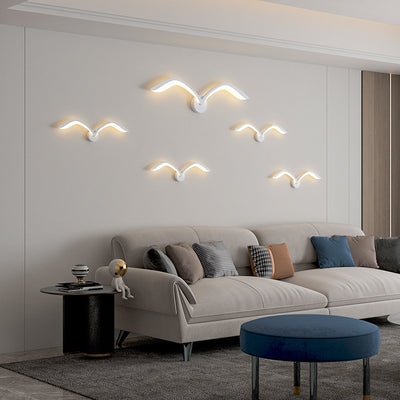 Modern Minimalist Iron Acrylic Gull Arch LED Wall Sconce Lamp For Living Room