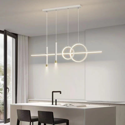 Modern Minimalist Iron Silicone Strip LED Island Light Chandelier For Dining Room