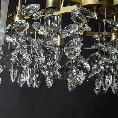 Modern Luxury Square Acrylic Iron Crystal 4/8 Light Chandelier For Living Room