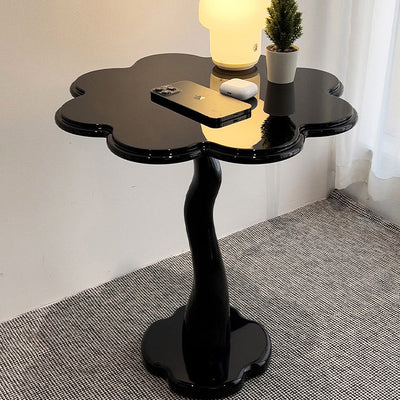 Traditional French Round Petal Design Wood Iron Side Table For Living Room