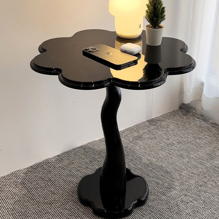 Traditional French Round Petal Design Wood Iron Side Table For Living Room