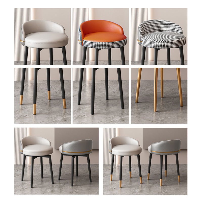 Contemporary Luxury Round Arc Metal Faux Leather Vanity Stool Backrest For Bedroom