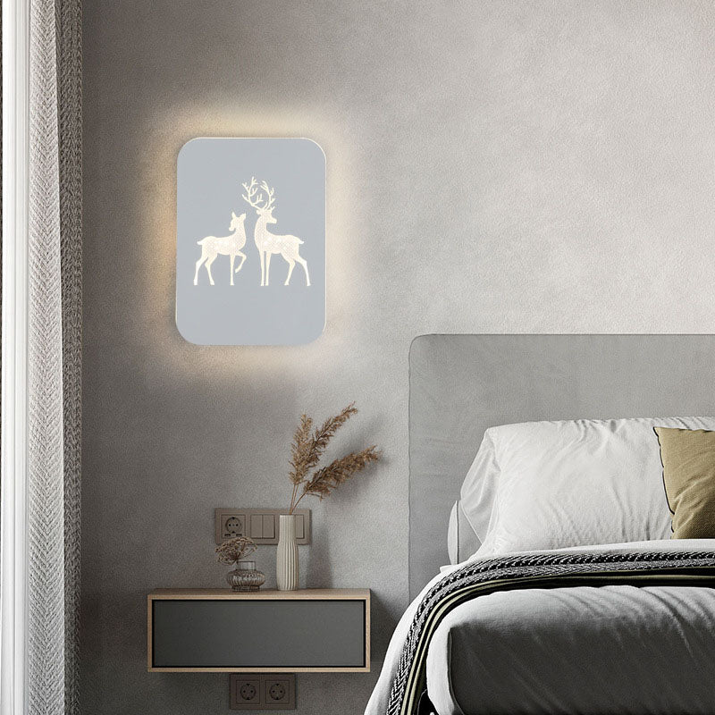 Contemporary Creative Acrylic Deer Iron LED Wall Sconce Lamp For Bedroom