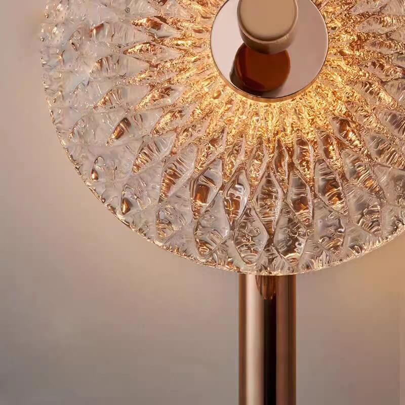 French Light Luxury Copper Water Pattern Glass Round LED Wall Sconce Lamp