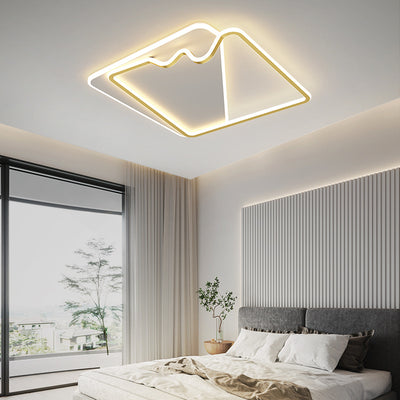 Modern Minimalist Square Line Iron Aluminium Acrylic LED Flush Mount Ceiling Light For Bedroom