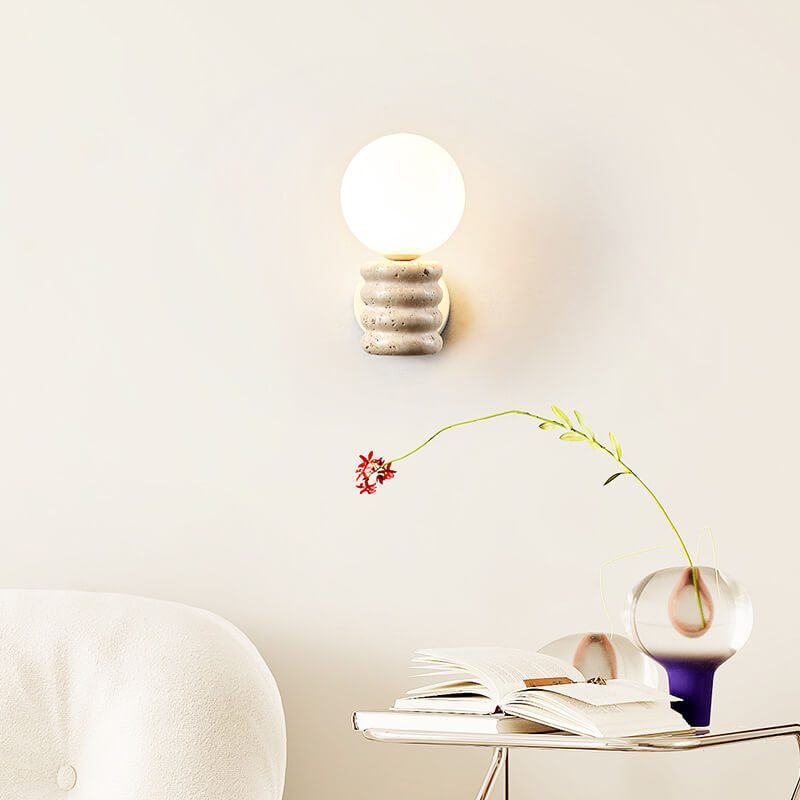 Modern Cream Style Creative Glass Sphere 1-Light Wall Sconce Lamp