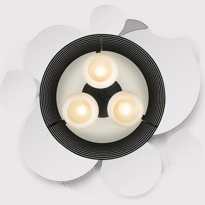 Contemporary Industrial Iron Cylinder Frosted Glass Globe Shade 3-Light Flush Mount Ceiling Light For Bedroom