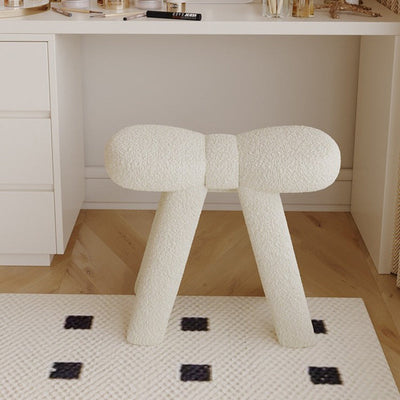 Contemporary Scandinavian Lambswool Butterfly Design Vanity Stool For Bedroom