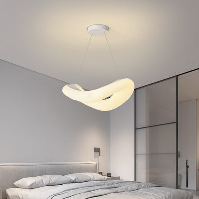 Modern Minimalist PE Wave Ring Hardware LED Pendant Light For Bedroom