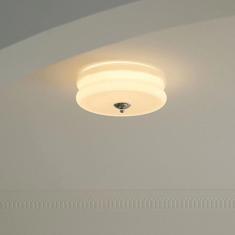 Modern Minimalist Round Iron Glass LED Flush Mount Ceiling Light For Living Room