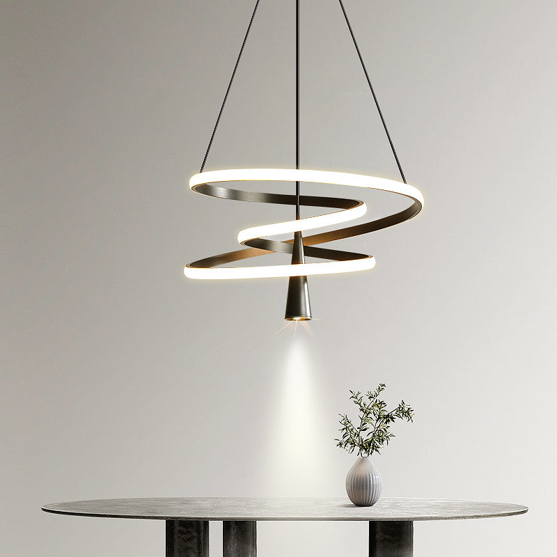 Modern Minimalist Circle Tapered Iron Acrylic LED Chandelier For Living Room