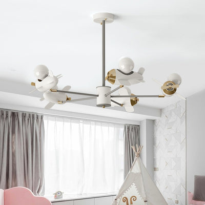 Contemporary Creative Cartoon Airplane Iron LED Chandeliers For Bedroom