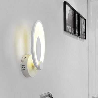 Modern Minimalist Oval Iron Acrylic Baking Paint LED Wall Sconce Lamp