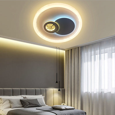 Modern Minimalist Round Gourd Acrylic PC LED Flush Mount Ceiling Light For Bedroom