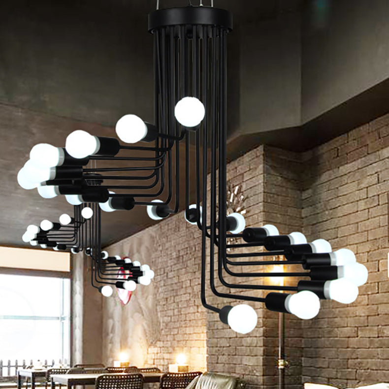 Contemporary Retro Iron Metal Helical 16/26 Light Chandelier For Entryway