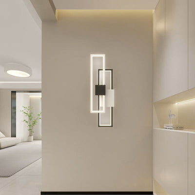 Modern Minimalist Double Rectangle Aluminum Iron Silicone LED Wall Sconce Lamp For Living Room