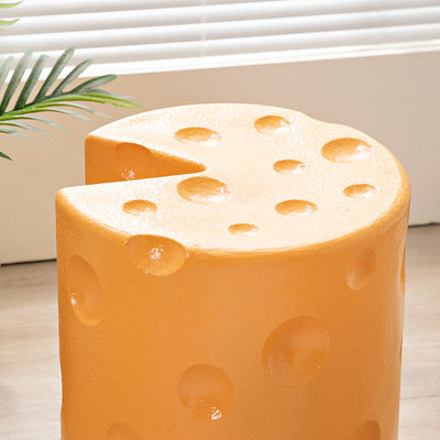 Contemporary Creative Kids Round Cylinder Cheese Resin Side Table For Bedroom