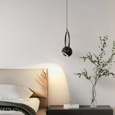 Contemporary Nordic Aluminum Circle Ring Liftable LED Pendant Light For Bedroom