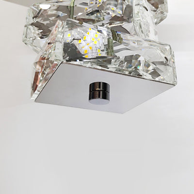 Contemporary Luxury Crystal Cuboid Hardware LED Semi-Flush Mount Ceiling Light For Living Room