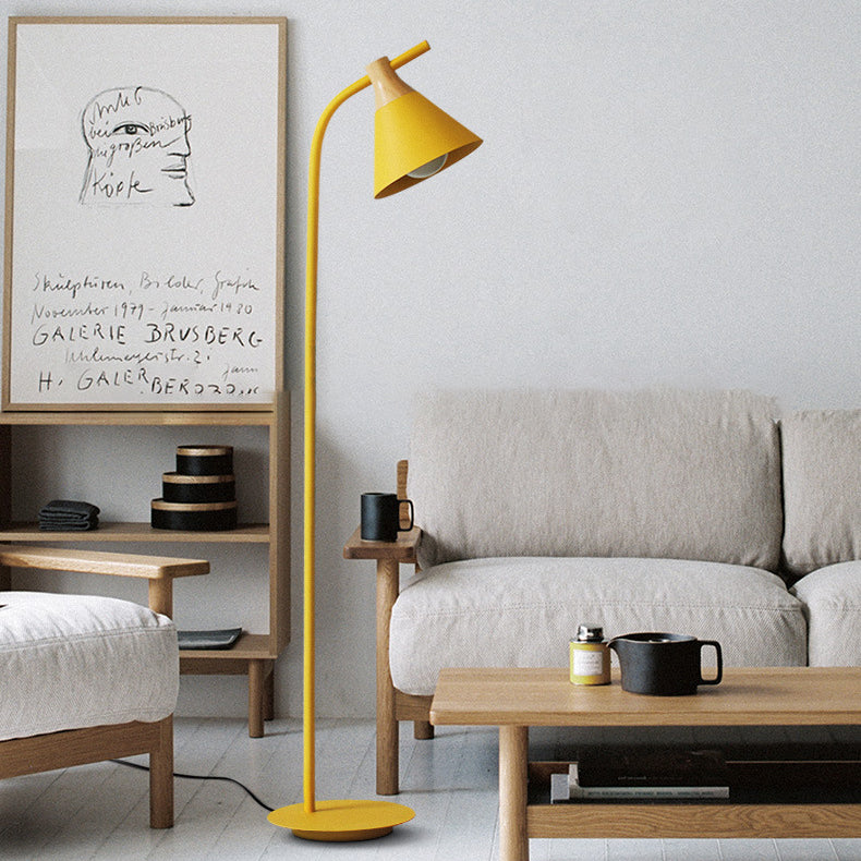 Contemporary Nordic Cone Horn Cylinder Iron 1-Light Standing Floor Lamp For Living Room