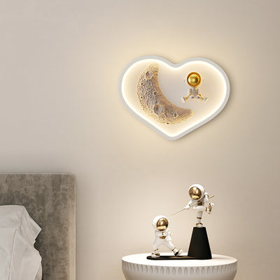 Contemporary Creative Flower-Shaped Resin Moon Astronaut LED Wall Sconce Lamp For Living Room