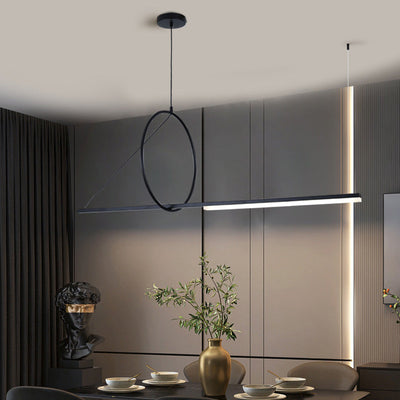 Modern Minimalist Long Strip Aluminum Acrylic LED Island Light Pendant Light For Living Room