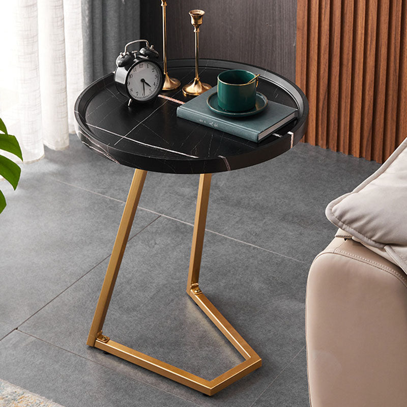 Modern Simplicity Round MDF Iron End Table Movable For Living Room