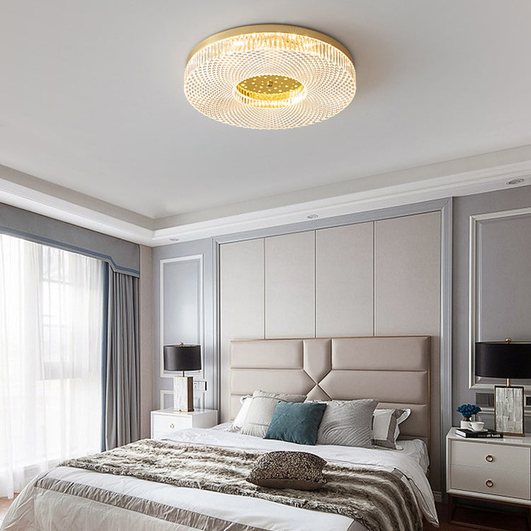 Modern Minimalist Round Copper Acrylic LED Flush Mount Ceiling Light For Bedroom