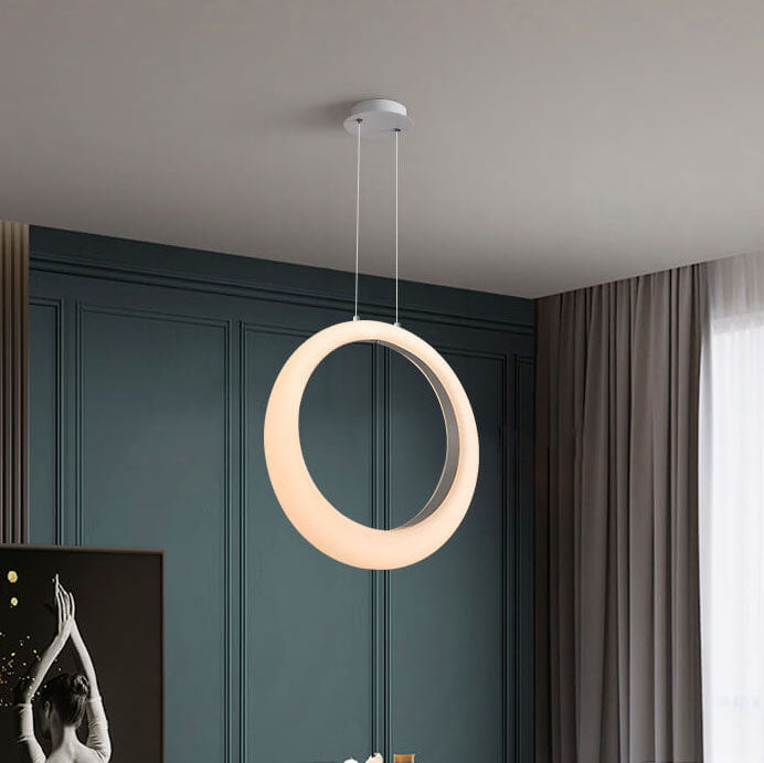 Nordic Minimalist PE Circle Ring Electroplated Iron LED Pendant Light