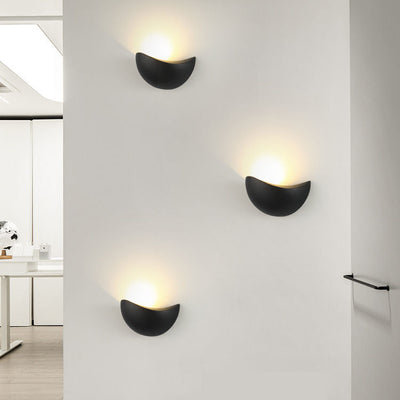 Modern Minimalist Half Moon Circle Aluminum LED Wall Sconce Lamp For Living Room