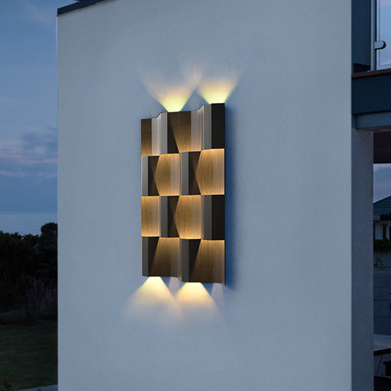 Contemporary Retro Waterproof Aluminum Rectangular LED Wall Sconce Lamp For Outdoor Patio