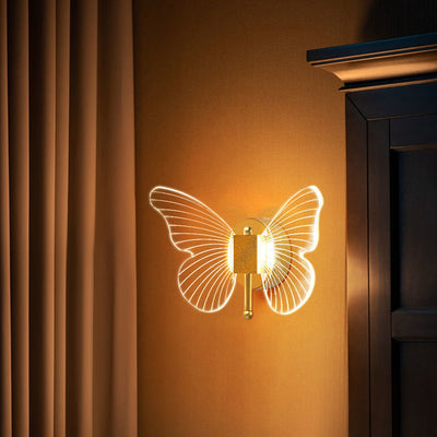 Contemporary Creative Butterfly Acrylic Iron LED Wall Sconce Lamp For Bedroom