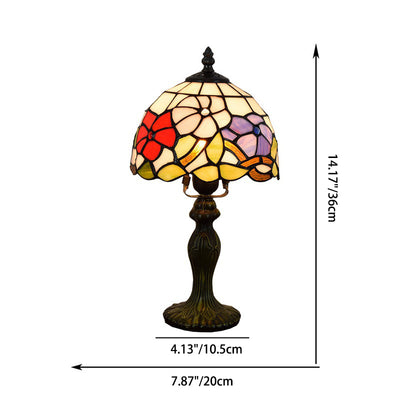 Traditional Tiffany Flower Aluminum Stained Glass 1-Light Table Lamp For Bedroom