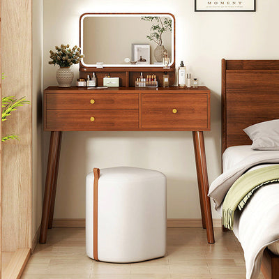 Contemporary Nordic Leather Cylinder Vanity Stool For Bedroom