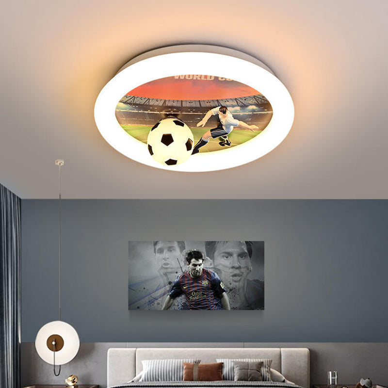 Plafonnier LED en acrylique fer avec football créatif contemporain pour chambre d&