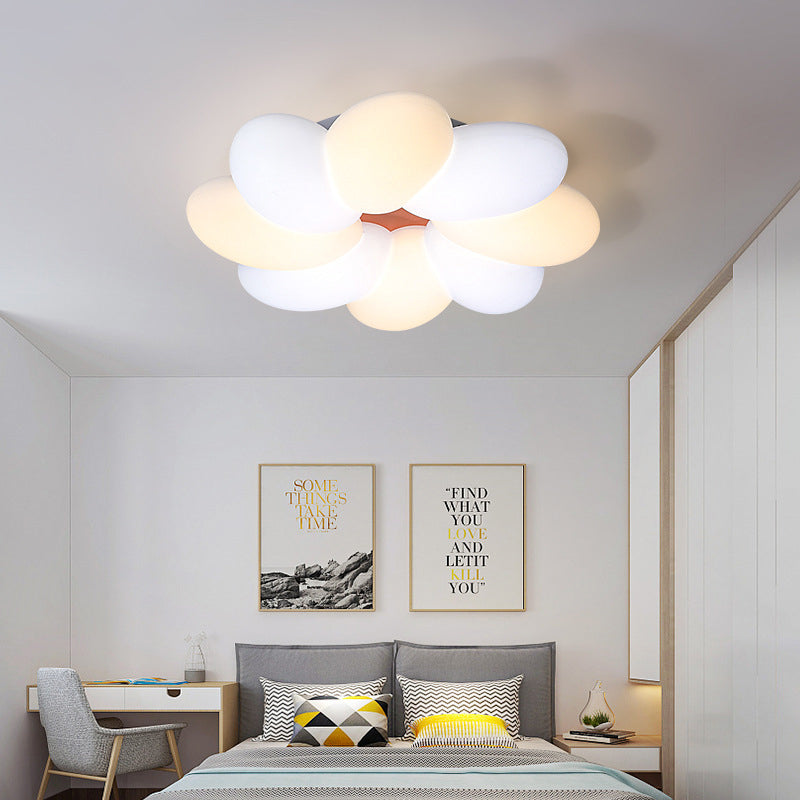 Contemporary Creative Cream Acrylic Petal Shape LED Flush Mount Ceiling Light For Bedroom