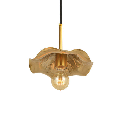 Contemporary Scandinavian Lotus Leaf Iron 1-Light Pendant Light For Living Room