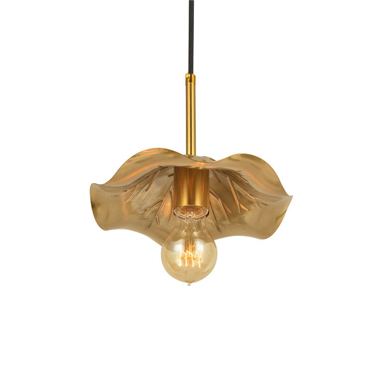 Contemporary Scandinavian Lotus Leaf Iron 1-Light Pendant Light For Living Room