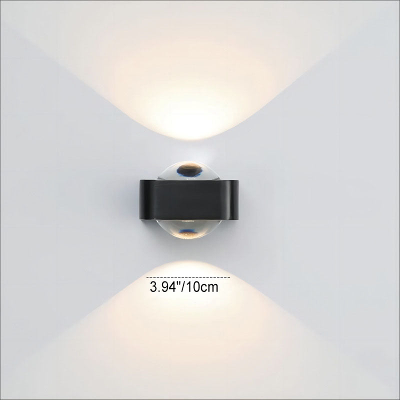 Modern Minimalist Rectangle Lens Stainless Steel Copper Glass LED Wall Sconce Lamp For Living Room