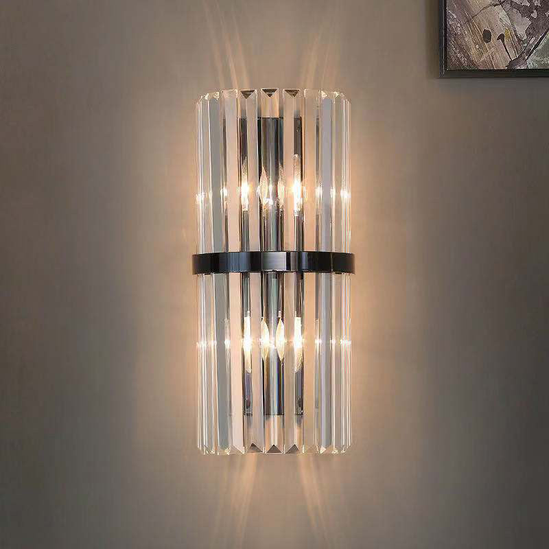 Contemporary Luxury Crystal Strip Stainless Steel 1-Light Wall Sconce Lamp For Bedroom