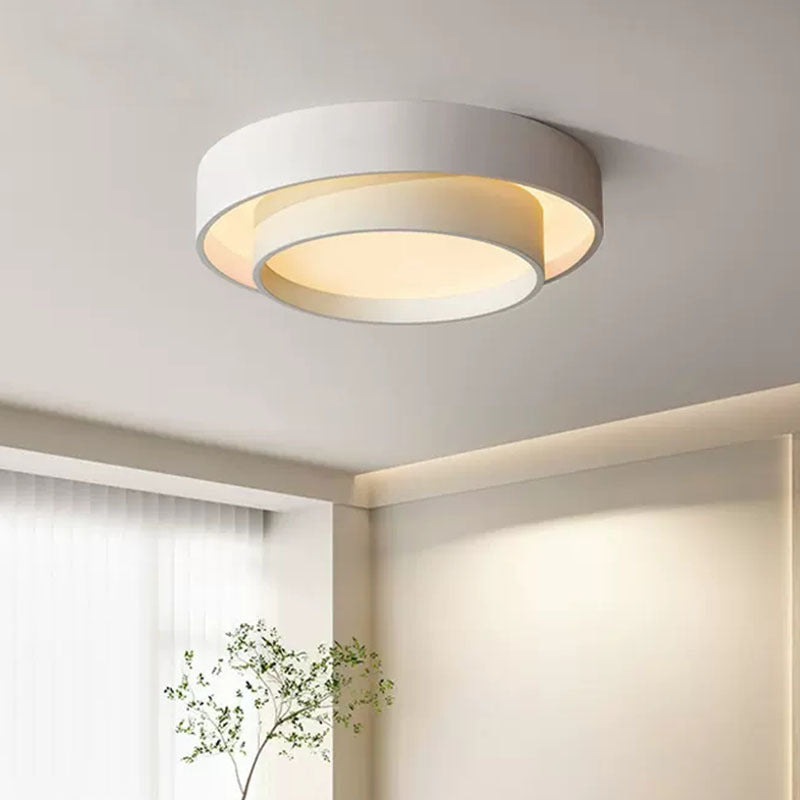 Contemporary Nordic Double Round Hardware LED Flush Mount Ceiling Light For Bedroom