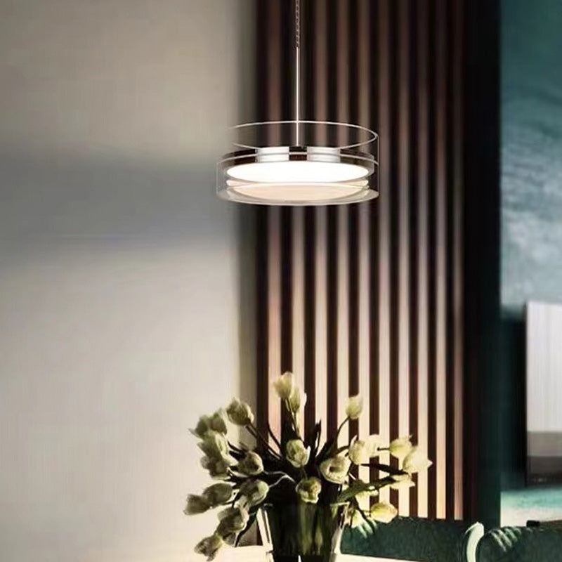 Modern Minimalist Stainless Steel Glass Round 1/3 Light Island Light Chandelier For Dining Room