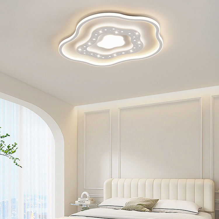 Modern Minimalist Flower Cloud Iron Acrylic LED Flush Mount Ceiling Light For Bedroom