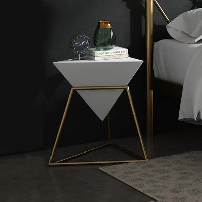 Contemporary Nordic Triangle Pyramid Glass Slate Metal Side Table For Bedside