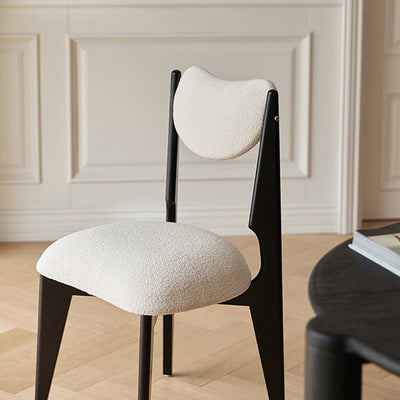 Modern Minimalist Square Wood Velvet Dining Chair Backrest Armless For Dining Room