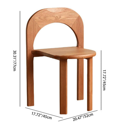 Tabouret de coiffeuse à dossier en bois rétro contemporain en forme d'arc semi-circulaire pour chambre à coucher 