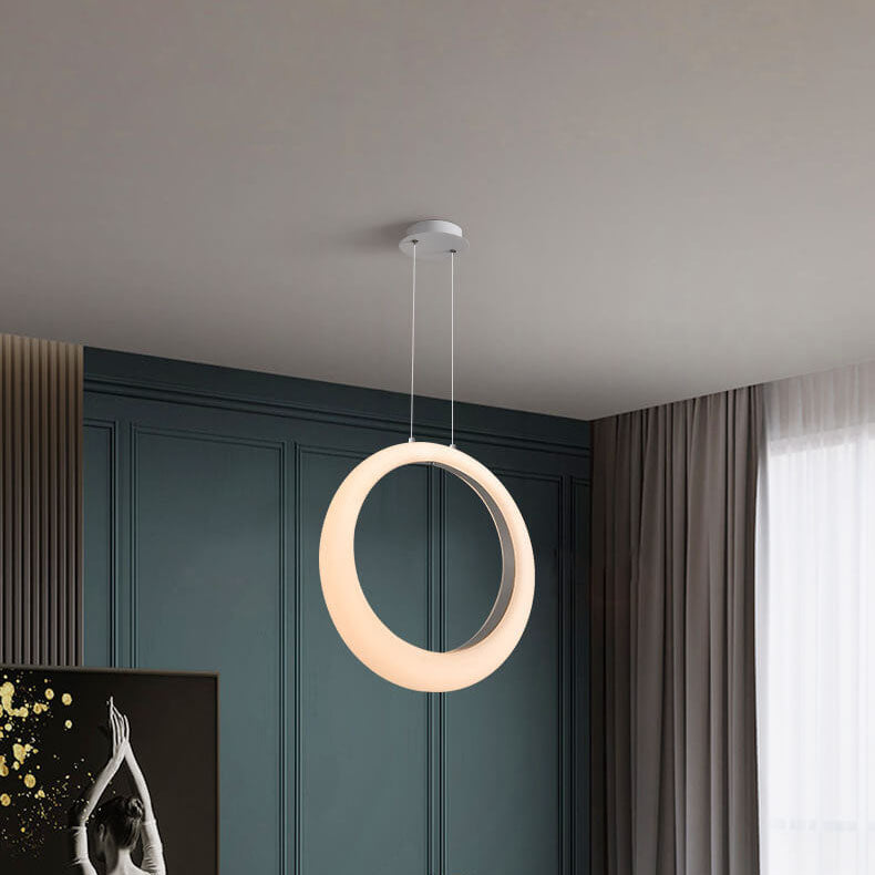 Modern Minimalist PE Circle Moon LED Pendant Light