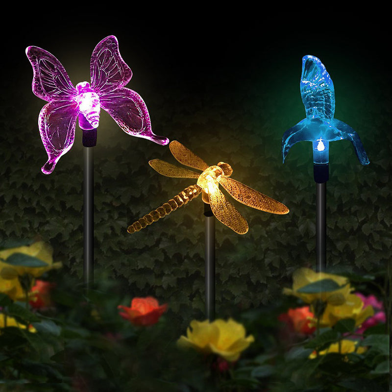 Solar-Blumen-Schmetterlings-Libelle-Außenhof-LED-Bodeneinsatz-Weg-Licht 