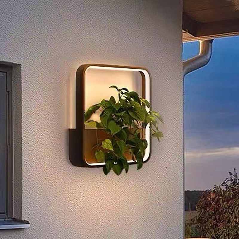 Modern Minimalist Square Geometric Frame Outdoor Waterproof LED Wall Sconce Lamp For Garden